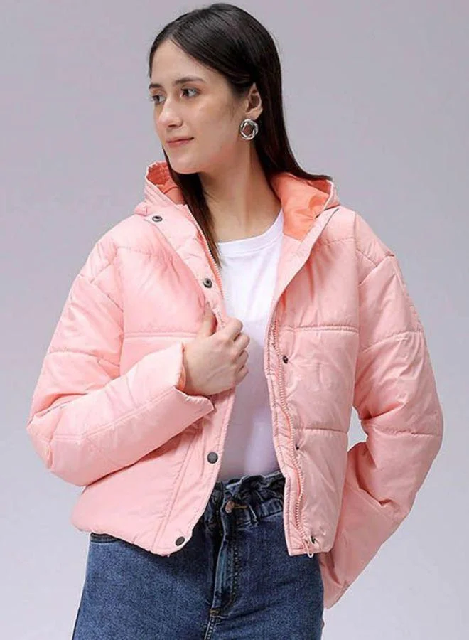 Freehand Women Relaxed Fit Solid Hooded Full Sleeves Quilted Jacket